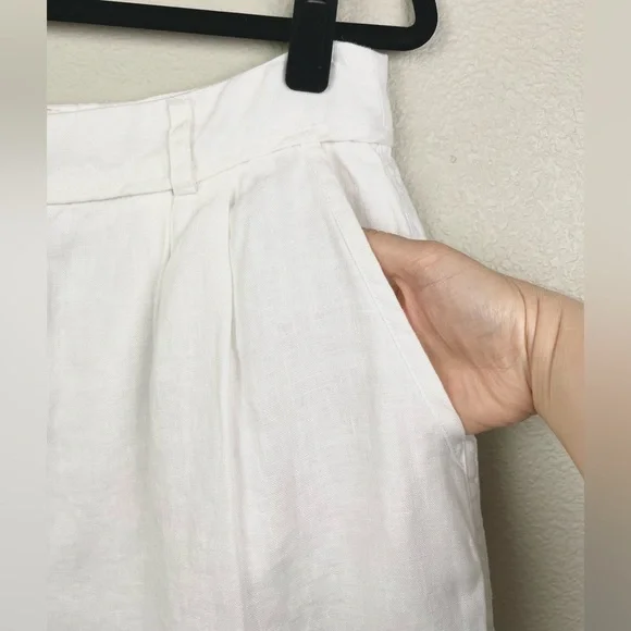 DISSH Women's 8 Kayla White 100% Linen Bermuda Short High Rise Lined Tailored - Picture 9 of 16